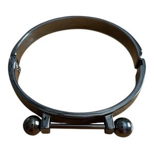 Marlyn Schiff Metalic Bangle Bracelet with Bar and Ball Design Hinge Closure